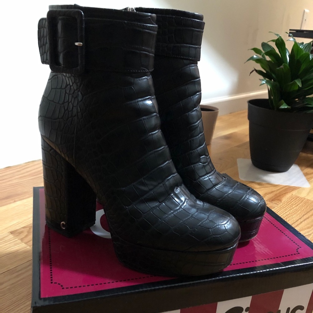 Circus by Sam Edelman's Allie Croc Print Platform Booties